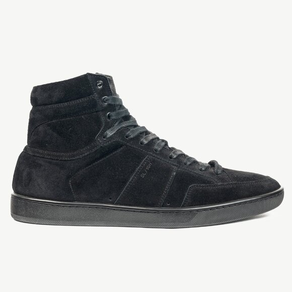 Saint Laurent SL/10H High Black Suede Court Classic High-Top Sneakers - Picture 1 of 12